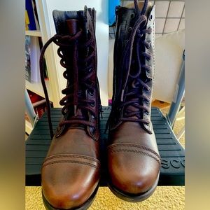 Steve Madden brown leather combat boots 6M